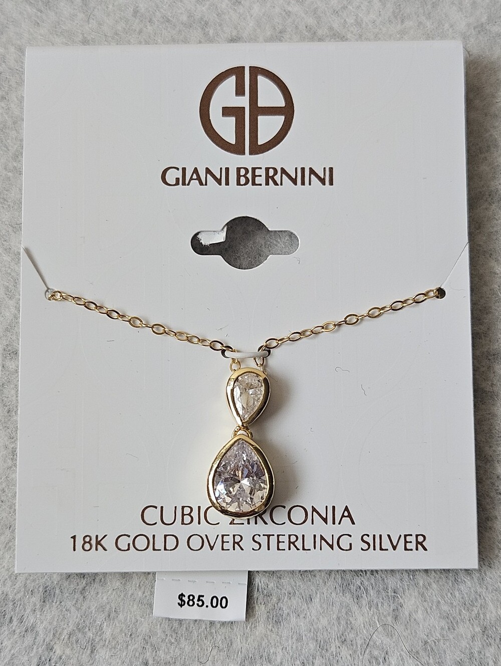 Giani Bernini Cubic Zirconia Pear Pendant Necklace